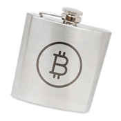 Redeem your Red Fog Tokens for prizes like this Bitcoin hip flask