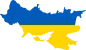 Ukraine country with blue and yellow overlay